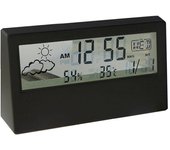 Reloj despertador digital transparente para escritorio con fecha, temperatura y humedad, reloj de mesa pequeño con Transparent negro