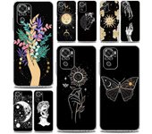 Nueva funda de teléfono cuadrada transparente para Xiaomi Redmi Note 12 11 9S 9 8 10 Pro+ 7 8T 9C 9A 8A K40, funda para juegos con estética de gato, Tarot y luna Redmi Note 12