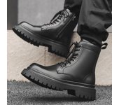 Botas Martin para hombre, nuevas botas altas de estilo británico, zapatos de cuero con aumento, botas cortas Chelsea 2848-J 38 negro