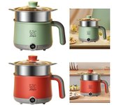 Olla eléctrica multifunción con vaporera para fideos, mini olla eléctrica para ramen, dumplings, filetes, sopa shabu shabu