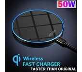 Cargador inalámbrico Qi de 50W, almohadilla de carga rápida para todos los teléfonos móviles Qi estándar iPhone Samsung Huawei Xiaomi Android 15W blanco