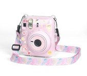 Estuche transparente para cámara Fujifilm Instax Mini 12, funda protectora de transporte con correa para el hombro, bolsa de almacenamiento negro