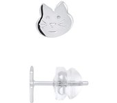 Pendientes - LÉA &; ARTHUR - Motivos 'GATO' - Oro blanco 375 - Sistema de cochecito SILICONOR - Niño