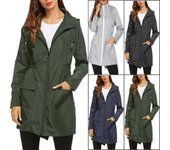 Chaqueta de mujer de otoño e invierno con capucha ceñida a la cintura, ligera, cortavientos M verde hierba