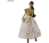 Vestido de moda blanco dorado para muñecas Barbie, trajes, bolso, guantes, accesorios para muñecas 1/6, vestido de fiesta para Barbie, ropa, juguetes. oro
