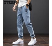 Pantalones vaqueros cargo negros y azules para hombre, ropa de calle, pantalones de chándal holgados, estilo harén, de primavera y verano, tallas grandes 6XL, 7XL y 8XL M gris