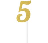 Creative Party Adorno para tarta con purpurina número 5 One Size oro