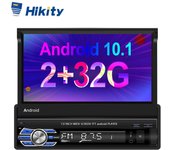 Hikity 2+32G Android 10.1 Single Din 7 '' Radio de coche Estéreo Reproductor multimedia de coche Navegación GPS Wifi Bluetooth USB FM Enlace espejo Vista trasera