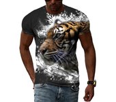 Primavera Verano Tops Hombres Ropa de talla grande Animal Camiseta con estampado 3D Pareja Tigre Patrón Camisetas O Cuello Manga corta Top Camisas transpirables para hombre XS