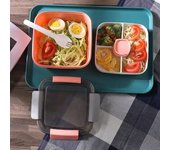 Fiambrera portátil de 1100 ml y 1500 ml, recipiente para ensalada con rejilla de 2 capas, cajas bento, cuencos para ensalada, lonchera, contenedor para comida 1100ml color rosa