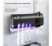 Esterilizador de cepillos de dientes UV y dispensador automático de pasta de dientes con instalación sin taladro button type charging negro