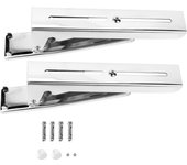 2 soportes de acero inoxidable para horno microondas de cocina, resistentes, plegables y elásticos, para montar en la pared.