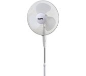 ventilador de pie con base circular. color blanco. potencia: 45w aspas: ø40cm altura regulable 110-130cm edm