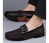 Zapatos de hombre de piel auténtica de alta gama a la moda, mocasines suaves estilo cocodrilo, mocasines para hombre, zapatos planos ultraligeros para hombre, zapatos de negocios cómodos para conducir 36 marrón