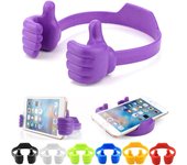 Soporte para teléfono móvil con pulgar hacia arriba, soporte ajustable para tableta de silicona, soporte de escritorio portátil multicolor para iPhone Xiaomi Samsung púrpura