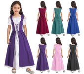 Disfraz medieval para niñas, vestido renacentista, vestido maxi vintage de princesa, vestido de fiesta de Halloween 5-6 Years púrpura oscuro