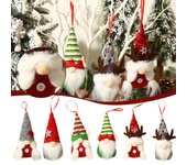 Adornos de gnomos navideños hechos a mano de peluche de Papá Noel para colgar en el árbol de Navidad, juego de 2 piezas