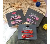 2 uds nuevas horquillas bonitas y brillantes de fresa para niños, sombreros para niños, pinzas para el pelo para bebés, tocado, accesorios para el cabello para niñas Pink
