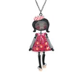 Les Trésors De Lily [Q5824] - Collar largo de diseño 'Lilipoupettes' (muñeca articulada) rosa gris - 80 cm - 90x40 mm rosa brillante
