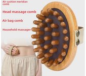 Cepillo masajeador portátil con cojín de aire de madera de haya para la cabeza