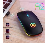 Para ordenador portátil, PC, ratón ligero, portátil, luz colorida, Bluetooth, recargable, silencioso, inalámbrico, ratón de oficina, 4 colores gris