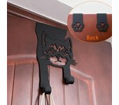 Perchas únicas para colgar sobre la puerta: Ganchos de metal revestidos de negro. Almacenamiento elegante para el hogar y la oficina, regalo especial para los aficionados a los gatos. negro