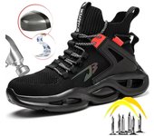 Zapatos de seguridad ligeros y modernos para hombre, botas de seguridad transpirables con puntera de acero, zapatos de trabajo de moda para hombre, zapatillas antipuñaladas y antigolpes. 36 negro