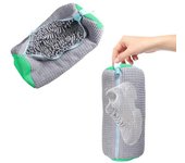 Bolsa para lavar zapatos, ligera, portátil, para limpiar zapatos, con cierre de cremallera suave gris