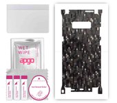 apgo Protective Skin Sticker for the back+sides compatible with Samsung Galaxy Note 8, Full Wrap Film, Foil, Vinyl - Pattern Carbon Black Pixel