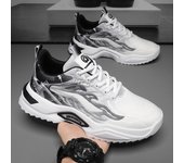 Zapatillas de deporte para hombre, otoño 2024, nuevas zapatillas deportivas de suela gruesa de malla transpirable, antideslizantes, con cordones, cómodas y casuales para correr 39 gris