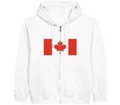 Sweat à capuche - Drapeau du Canada - Blanc - Polyester-coton - Manches longues - Mixte