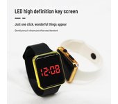 Reloj deportivo con pantalla LED cuadrada galvanizada, pantalla grande para estudiantes y adultos | Reloj electrónico con gafas de sol para parejas