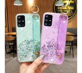 Funda de teléfono transparente brillante para Samsung S24 + S23 A05 S22 Ultra Plus A54 A73 A53 A33 5G A21S, fundas con soporte de pulsera de silicona suave Samsung S20 Ultra negro