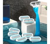 Kit de depilación femenina de precisión: herramienta manual segura e indolora, 8 cuchillas intercambiables, 3 capas de acero inoxidable, mango ergonómico antideslizante 1 Handle+8 Blades
