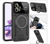 Funda con anillo de carga inalámbrica Magsafe Armor para Motorola Moto G10 G20 G30 G60 G13 G23 G53 G22 G32 G04 G14 G24 G34 G54 G84 For Moto G10 negro