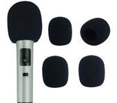 HIRAISM Esponja para micrófono, parabrisas, prevención de ruido para karaoke, micrófono de mano, negro, juego de 5 negro