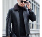 Chaqueta de plumón para hombre, chaqueta de cuero, chaqueta de cuero genuino para hombre, chaqueta de plumón de pato blanca cálida gruesa con solapa, chaqueta de invierno M