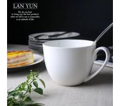 Taza de porcelana blanca simple para desayuno, taza de porcelana para cereales de desayuno, tazas de cerámica, tazas de café, taza grande de té con leche, tazón, 700 ml 601-700ml