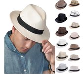 (Alegría elige)Sombrero clásico de Panamá, gorra de gángster unisex, sombrero de playa para el sol, sombrero para el sol D