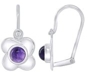 Boucles d'oreilles - LÉA & ARTHUR - FLEUR MAUVE - Argent 925 - Améthyste - Enfant
