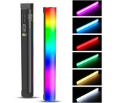 PULUZ PU4139 - Barra de luz LED RGB portátil de 32 cm/12,6 pulgadas, tubo magnético, 10 W, para fotografía negro
