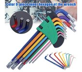 Juego de 9 llaves Allen hexagonales, destornillador, llave hexagonal, llave de estrella Torx con extremo de bola universal, herramienta tipo L, kit de herramientas manuales