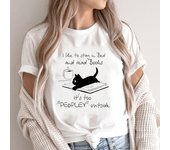 (tamaño asiático) Camiseta gráfica para mujer, libros de gatos, amor, dulce tendencia, moda informal, estampado, Top de manga corta para verano, camiseta para mujer M