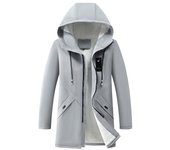 Abrigo cortavientos largo de otoño e invierno para hombre de gran tamaño con capucha espesa abrigo polar cálido M negro