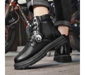 Botas Martin para hombre con cordones de goma para hombre, botas altas informales planas de invierno negras, todas con botas casuales para hombre, tendencia antideslizante 39