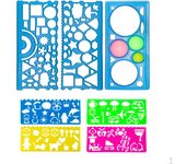 7 plantillas de dibujos geométricos portátiles de 20 cm, escala de dibujo multifuncional