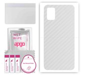 apgo Protective Skin Sticker for the back compatible with Samsung Galaxy A51 5G, Wrap Film, Foil, Vinyl - Pattern Transparent Carbon