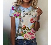 Camisetas vintage de manga corta para mujer, camisetas con estampado de arquitectura parisina, camisetas de moda para mujer, ropa de gran tamaño para mujer. XL