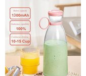 Mezcladores recargables, exprimidores de fruta fresca, botella de jugo portátil Usb azul/rosa, Mini licuadora eléctrica rápida, máquina para hacer hielo y batidos color rosa