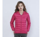 Chaqueta ligera de plumón de pato con capucha para mujer, talla grande, otoño e invierno M rojo